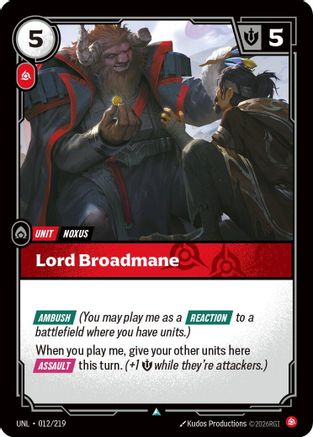 Lord Broadmane (012/219) - Unleashed Foil - Unleashed - Card Brawlers | Quebec | Canada |