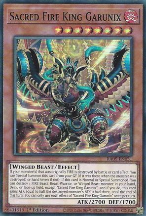 Sacred Fire King Garunix [RA05-EN031] Super Rare - Rarity Collection 5 - Card Brawlers | Quebec | Canada |