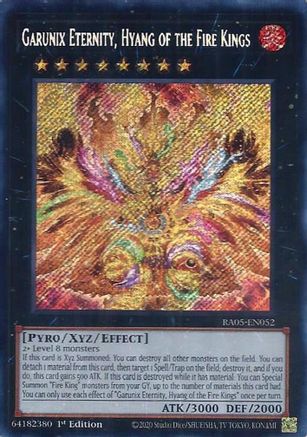 Garunix Eternity, Hyang of the Fire Kings [RA05-EN052] Secret Rare - Rarity Collection 5 - Card Brawlers | Quebec | Canada |