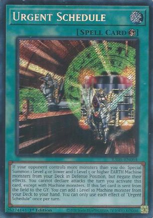 Urgent Schedule [RA05-EN064] Secret Rare - Rarity Collection 5 - Card Brawlers | Quebec | Canada |