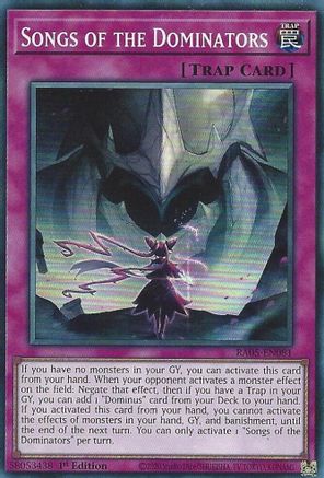 Songs of the Dominators [RA05-EN081] Super Rare - Rarity Collection 5 - Card Brawlers | Quebec | Canada |