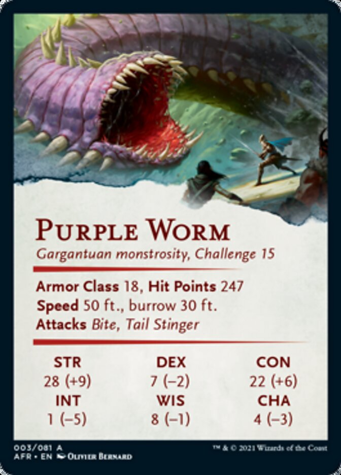 Purple Worm Art Card [Dungeons & Dragons: Adventures in the Forgotten Realms Art Series] - Magic: The Gathering - Card Brawlers | Quebec | Canada |