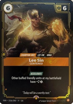 Lee Sin - Centered (151b/298) - Riftbound Organized Play Promotional Cards Foil - Riftbound Organized Play Promotional Cards - Card Brawlers | Quebec | Canada |