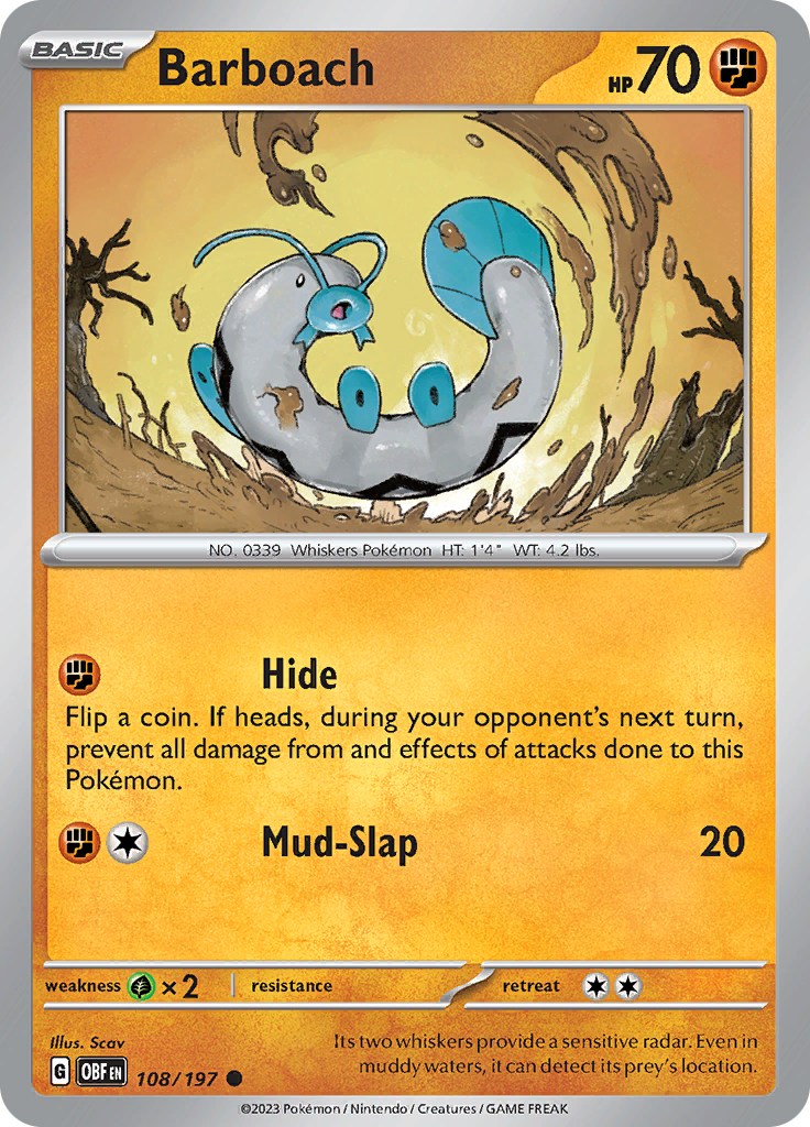 Barboach (108/197) [Scarlet & Violet: Obsidian Flames] - Pokémon - Card Brawlers | Quebec | Canada |