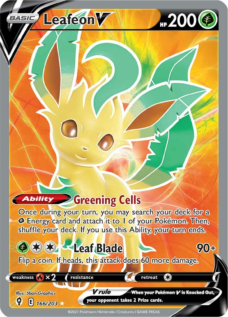 Leafeon V (166/203) [Sword & Shield: Evolving Skies] - Pokémon - Card Brawlers | Quebec | Canada |