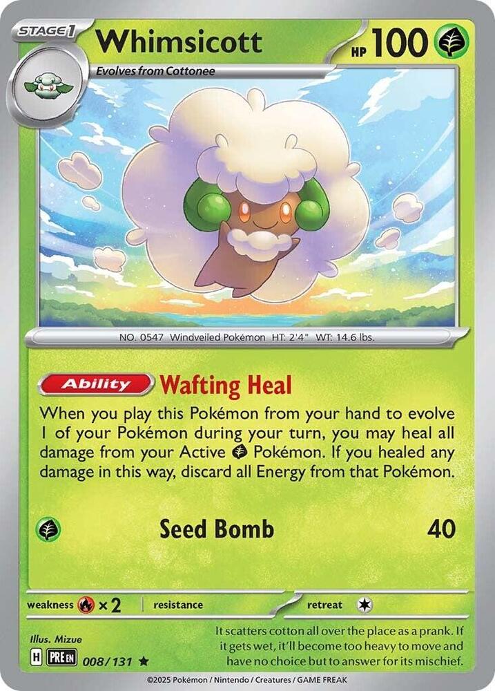 Whimsicott (008/131) [Scarlet & Violet: Prismatic Evolutions] - Pokémon - Card Brawlers | Quebec | Canada |