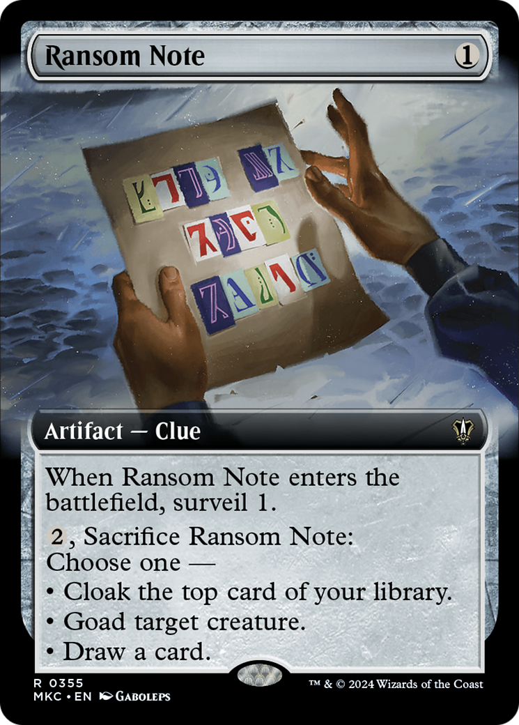 Ransom Note (0355) (Extended Art) [Murders at Karlov Manor Commander] - Magic: The Gathering - Card Brawlers | Quebec | Canada |