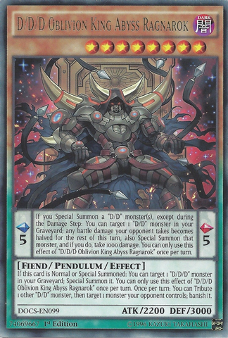 D/D/D Oblivion King Abyss Ragnarok [DOCS-EN099] Rare - Yu-Gi-Oh! - Card Brawlers | Quebec | Canada |