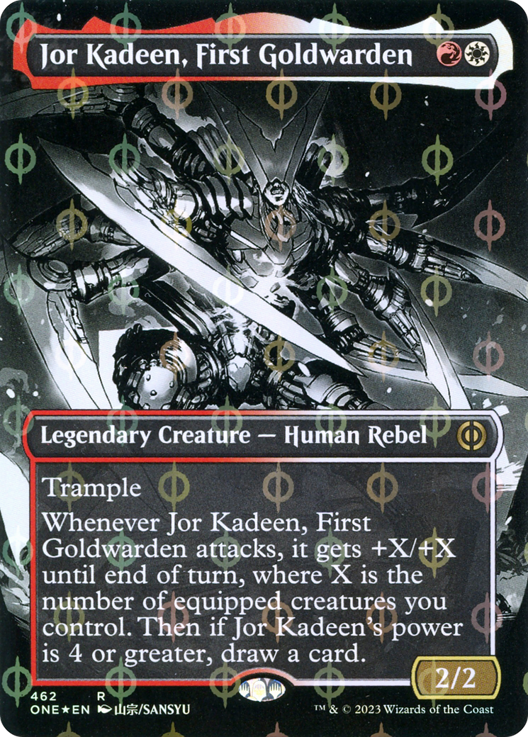 Jor Kadeen, First Goldwarden (Borderless Manga Step-and-Compleat Foil) [Phyrexia: All Will Be One] - Magic: The Gathering - Card Brawlers | Quebec | Canada |