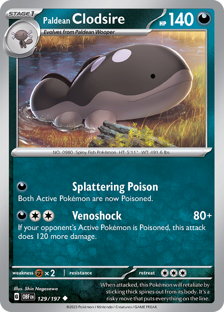 Paldean Clodsire (129/197) [Scarlet & Violet: Obsidian Flames] - Pokémon - Card Brawlers | Quebec | Canada |