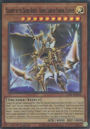 Calamity of the Sacred Beasts - Hamon, Lord of Striking Thunder (CORI-EN006) Super Rare