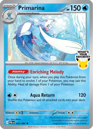 Primarina (020/084) - Holofoil [Miscellaneous Cards & Products]
