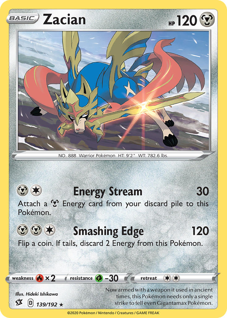 Zacian (139/192) (Cracked Ice Holo) (Theme Deck Exclusives) [Sword & Shield: Rebel Clash] - Pokémon - Card Brawlers | Quebec | Canada |