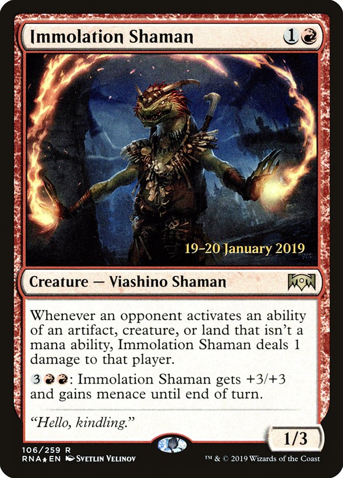 Immolation Shaman [Ravnica Allegiance Prerelease Promos] - Magic: The Gathering - Card Brawlers | Quebec | Canada |