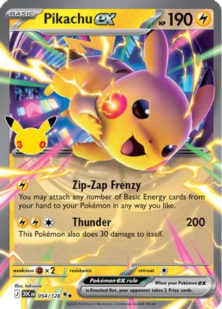 Pikachu ex (054/128) - Holofoil [ME 30th Celebration]
