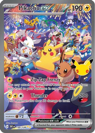 Pikachu ex (150/128) - Holofoil [ME 30th Celebration]