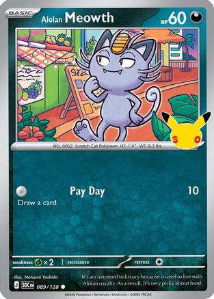 Alolan Meowth (089/128) - Holofoil [ME 30th Celebration]