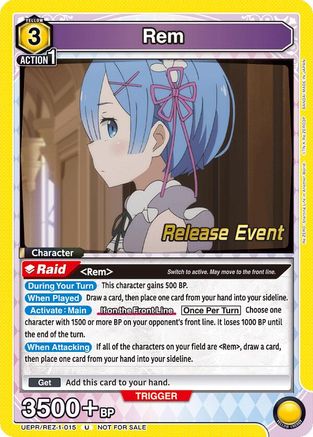 Rem (015) (UEPR/REZ-1-015) - UE24BT ReZERO Starting Life in Another World Release Event Cards - UE24BT: Re:ZERO -Starting Life in Another World- Release Event Cards - Card Brawlers | Quebec | Canada |
