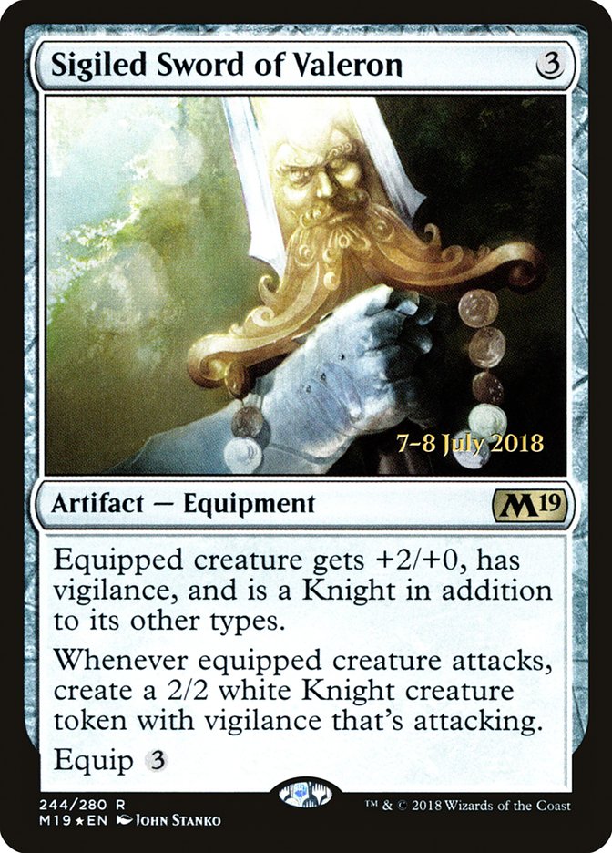 Sigiled Sword of Valeron [Core Set 2019 Prerelease Promos] - Magic: The Gathering - Card Brawlers | Quebec | Canada |
