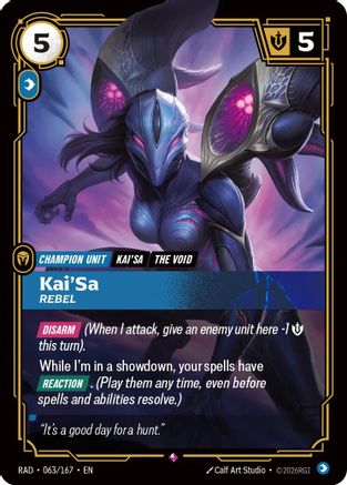 Kai'Sa, Rebel (063/167) - Radiance Foil - Radiance - Card Brawlers | Quebec | Canada |