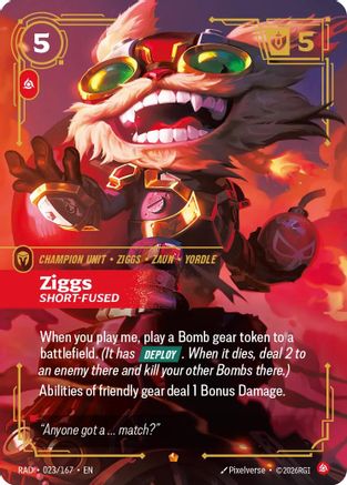 Ziggs, Short-Fused (023/167) - Radiance Foil - Radiance - Card Brawlers | Quebec | Canada |