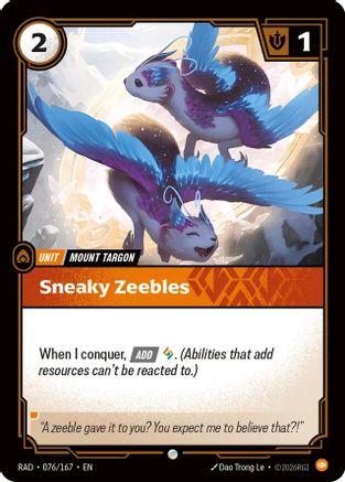 Sneaky Zeebles (076/167) - Radiance Foil - Card Brawlers - Card Brawlers | Quebec | Canada |