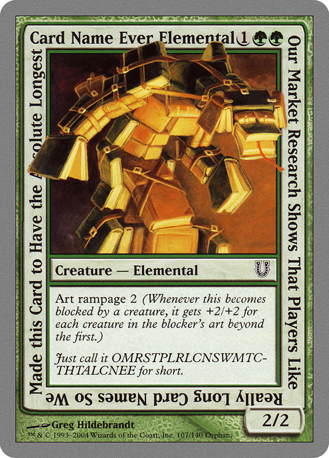 Our Market Research Shows That Players Like Really Long Card Names So We Made this Card to Have the Absolute Longest Card Name Ever Elemental [Unhinged] - Magic: The Gathering - Card Brawlers | Quebec | Canada |