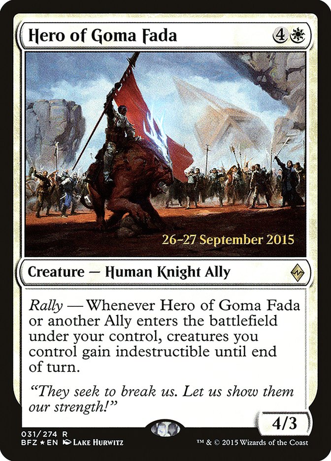 Hero of Goma Fada [Battle for Zendikar Prerelease Promos] - Magic: The Gathering - Card Brawlers | Quebec | Canada |