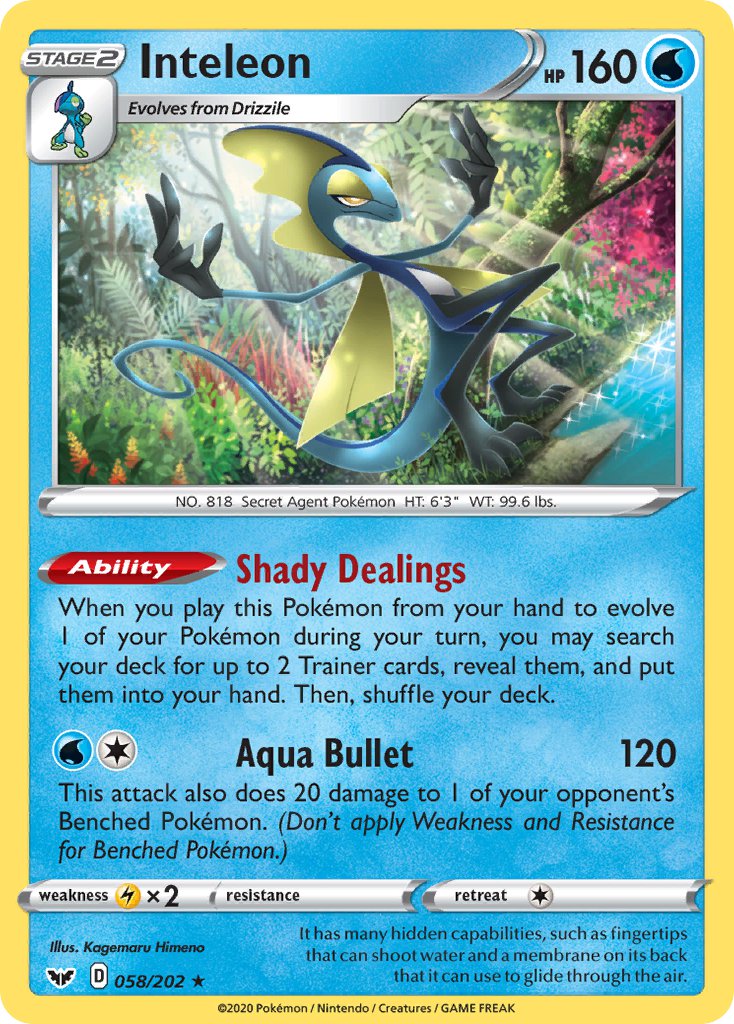 Inteleon (058/202) (Theme Deck Exclusive) [Sword & Shield: Base Set] - Pokémon - Card Brawlers | Quebec | Canada |