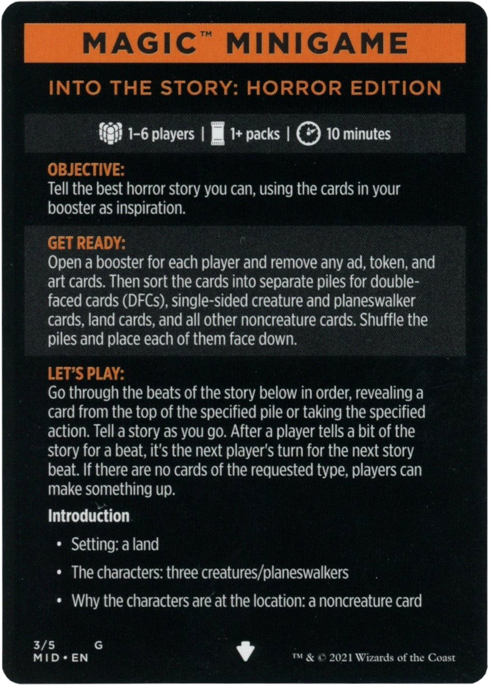 Into the Story: Horror Edition (Magic Minigame) [Innistrad: Midnight Hunt Minigame] - Magic: The Gathering - Card Brawlers | Quebec | Canada |