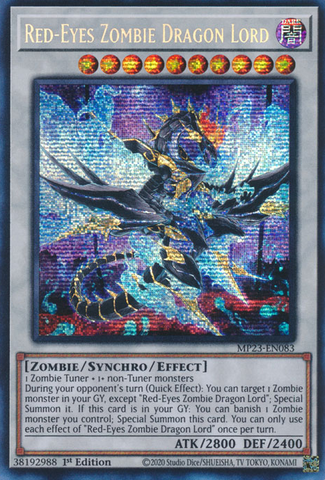 Seigneur Dragon Zombie aux Yeux Rouges [MP23-EN083] Secret Prismatique Rare 