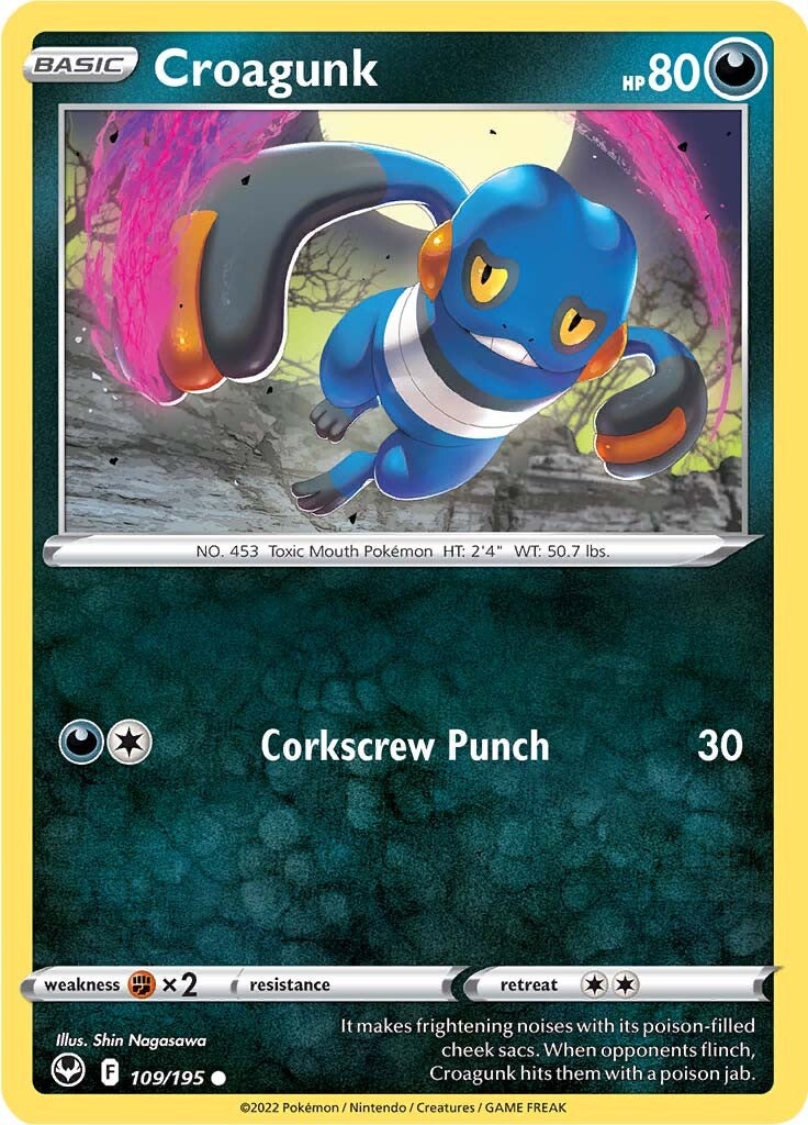 Croagunk (109/195) [Sword & Shield: Silver Tempest] - Pokémon - Card Brawlers | Quebec | Canada |