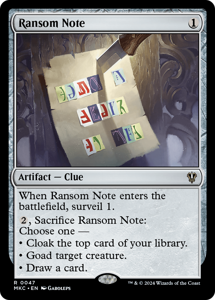 Ransom Note (0047) [Murders at Karlov Manor Commander] - Magic: The Gathering - Card Brawlers | Quebec | Canada |