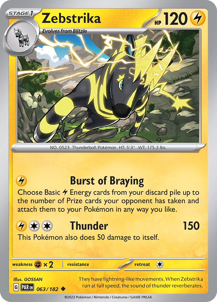 Zebstrika (063/182) [Scarlet & Violet: Paradox Rift] - Pokémon - Card Brawlers | Quebec | Canada |