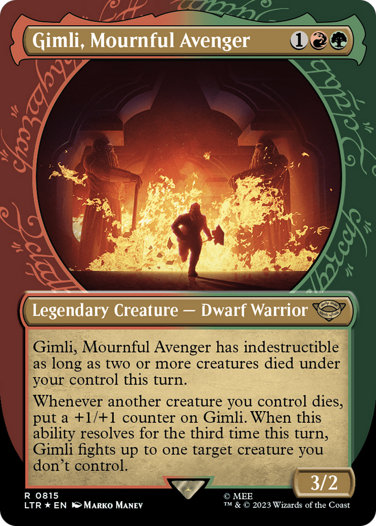 Gimli, Mournful Avenger (Showcase) (Surge Foil) [The Lord of the Rings: Tales of Middle-Earth] - Magic: The Gathering - Card Brawlers | Quebec | Canada |