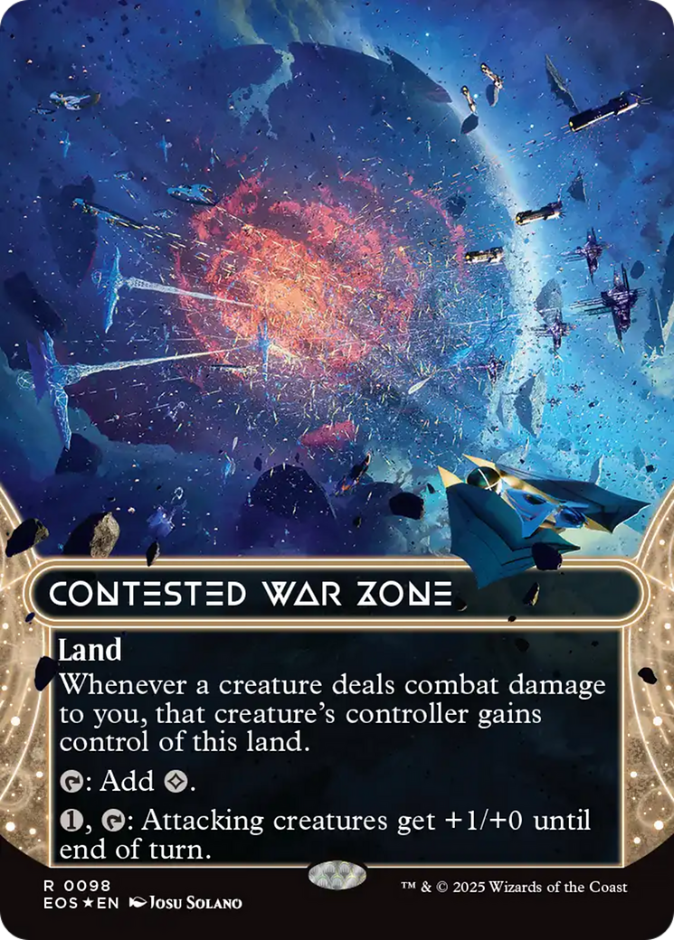 Contested War Zone (0098) (Borderless) (Galaxy Foil) [Edge of Eternities: Stellar Sights] - Magic: The Gathering - Card Brawlers | Quebec | Canada |