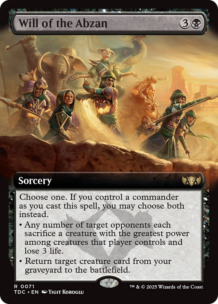 Will of the Abzan (Extended Art) [Tarkir: Dragonstorm Commander] - Magic: The Gathering - Card Brawlers | Quebec | Canada |