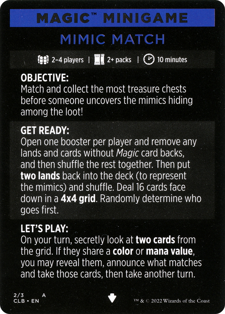 Mimic Match (Magic Minigame) [Commander Legends: Battle for Baldur's Gate Minigame] - Magic: The Gathering - Card Brawlers | Quebec | Canada |