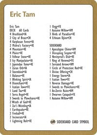 1996 Eric Tam Decklist Card [World Championship Decks] - Magic: The Gathering - Card Brawlers | Quebec | Canada |