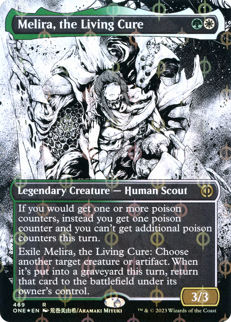 Melira, the Living Cure (Borderless Manga Step-and-Compleat Foil) [Phyrexia: All Will Be One] - Magic: The Gathering - Card Brawlers | Quebec | Canada |