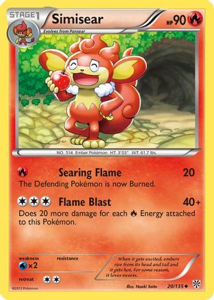 Simisear (20/135) [Black & White: Plasma Storm] - Pokémon - Card Brawlers | Quebec | Canada |