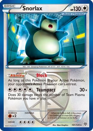 Snorlax (101/135) [Black & White: Plasma Storm] - Pokémon - Card Brawlers | Quebec | Canada |