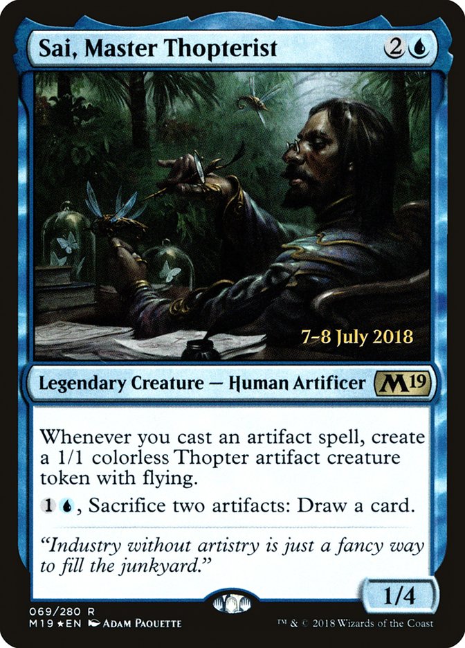 Sai, Master Thopterist [Core Set 2019 Prerelease Promos] - Magic: The Gathering - Card Brawlers | Quebec | Canada |