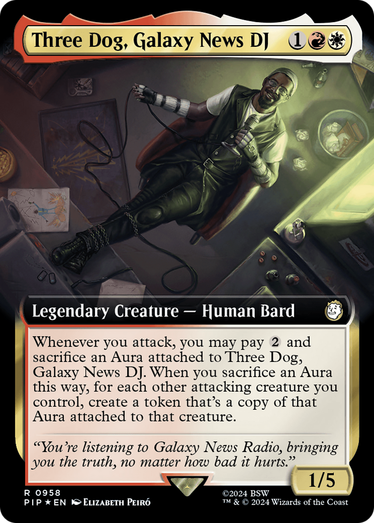 Three Dog, Galaxy News DJ (Extended Art) (Surge Foil) [Fallout] - Magic: The Gathering - Card Brawlers | Quebec | Canada |