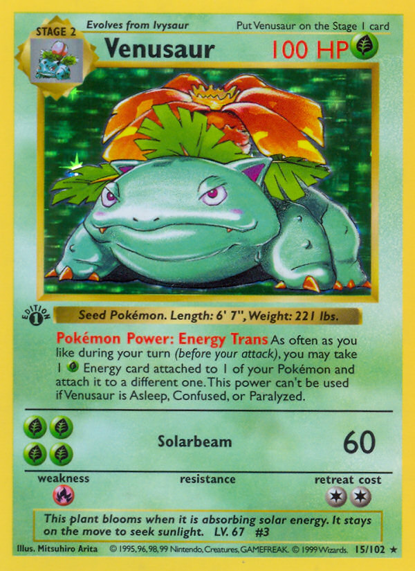 Venusaur (15/102) (Shadowless) [Base Set 1st Edition] - Pokémon - Card Brawlers | Quebec | Canada |