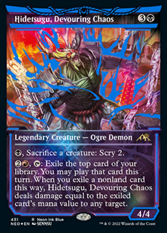 Hidetsugu, Devouring Chaos (Neon Ink Blue) [Kamigawa: Neon Dynasty] - Magic: The Gathering - Card Brawlers | Quebec | Canada |