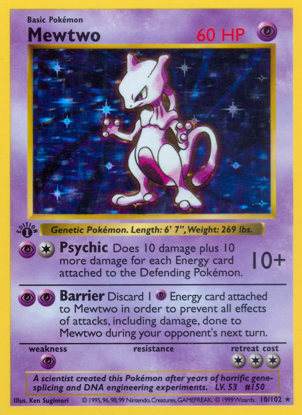 Mewtwo (10/102) (Shadowless) [Base Set 1st Edition] - Pokémon - Card Brawlers | Quebec | Canada |