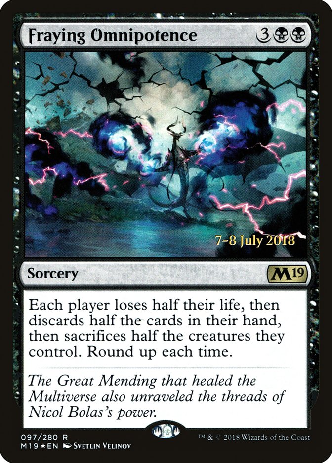 Fraying Omnipotence [Core Set 2019 Prerelease Promos] - Magic: The Gathering - Card Brawlers | Quebec | Canada |