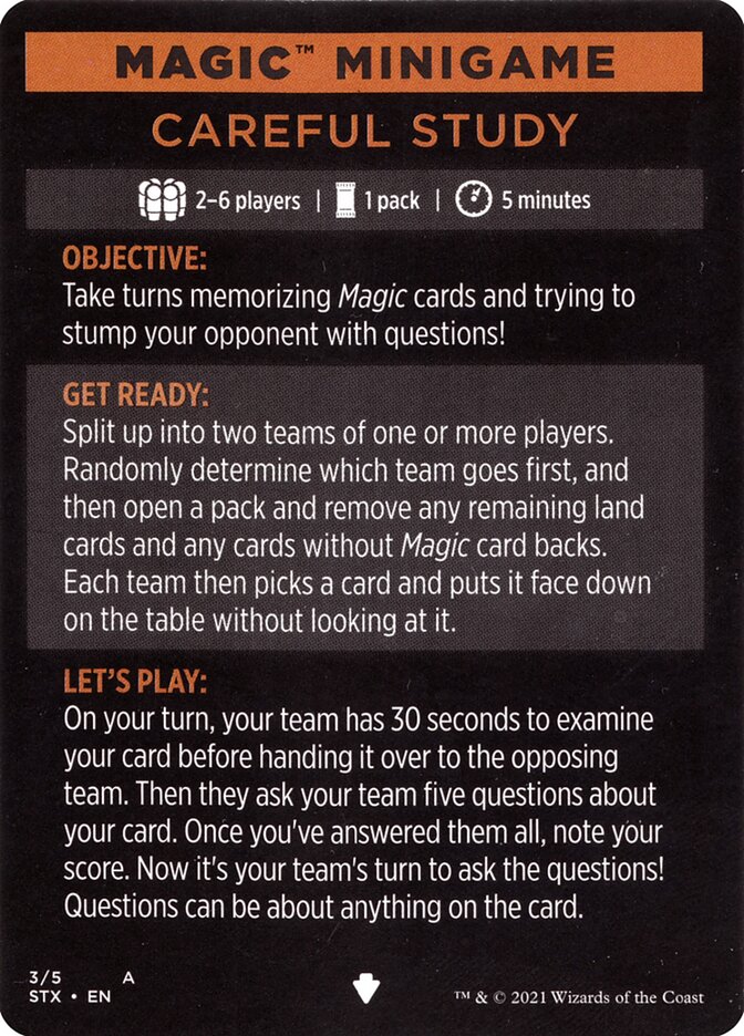 Careful Study (Magic Minigame) [Strixhaven: School of Mages Minigame] - Magic: The Gathering - Card Brawlers | Quebec | Canada |