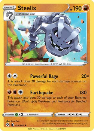 Steelix (139/264) (Theme Deck Exclusive) [Sword & Shield: Fusion Strike] - Pokémon - Card Brawlers | Quebec | Canada |